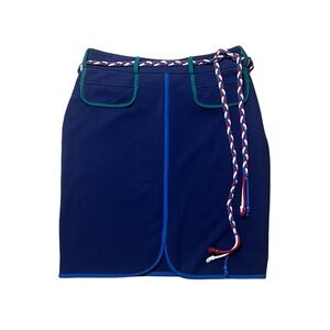 Love Moschino Blue Y2K Cotton Mini Skirt‎ with Green Trim Rope Belt Size 4